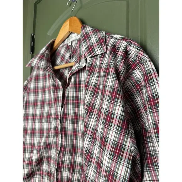 NWT Cara Cara Tartan Plaid Turtledove Hutton Tartan Cropped Top Red White XL - Picture 3 of 6